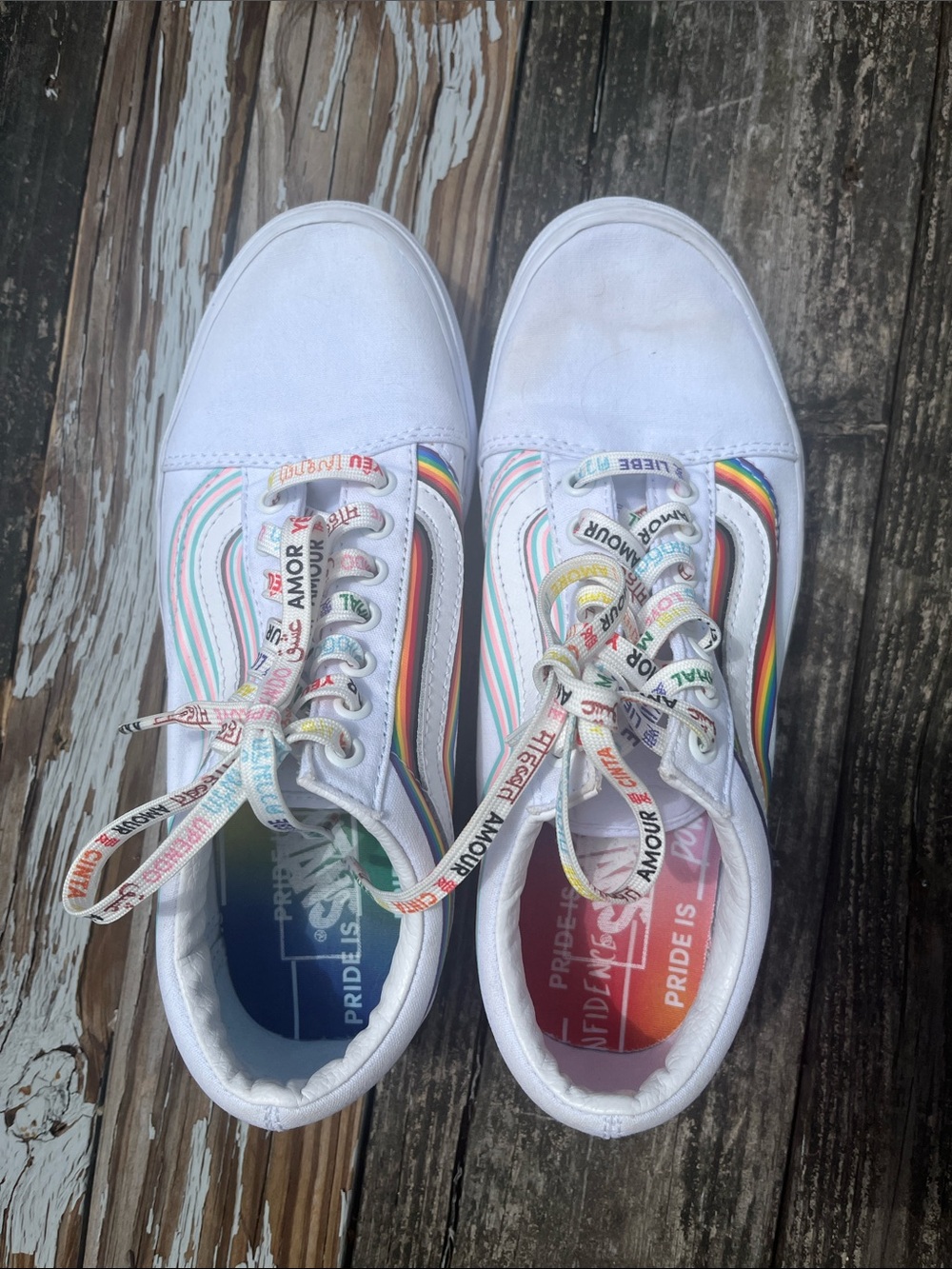Vans Old Skool White Pride Skate Sneakers
